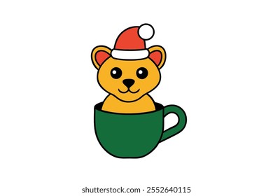 a cute cheetah wearing santa claus hat and scarf i