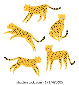 Cute Cheetahs Cartoon Vector Set