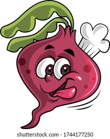 Cute Chef Beetroot Cartoon Mascot Vector Illustration Isolated On White Background