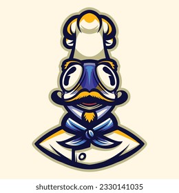cute chef bird character vector art