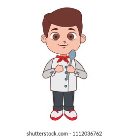 Cute chef boy cartoon