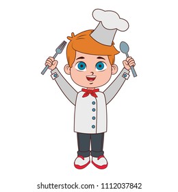 Cute chef boy cartoon