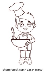 cute chef boy cartoon
