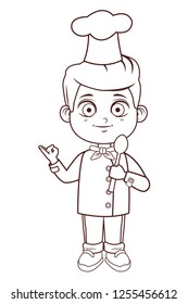 cute chef boy cartoon