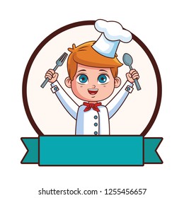 cute chef boy cartoon
