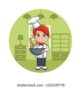 cute chef boy cartoon