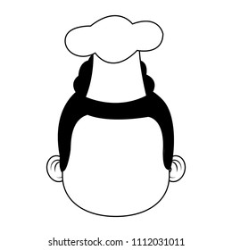 Cute chef boy cartoon in black and white