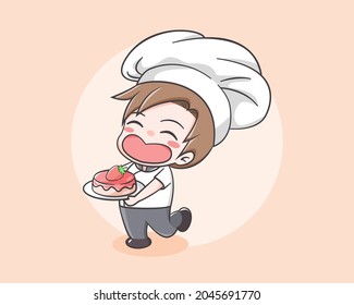 Cute chef boy cartoon character