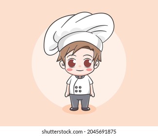 Cute chef boy cartoon character