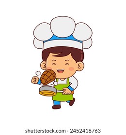 cute chef boy cartoon character