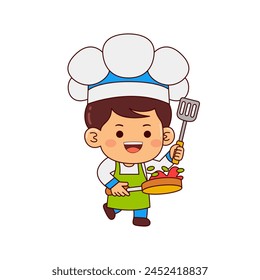 cute chef boy cartoon character