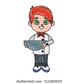 Cute chef boy cartoon scribble