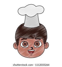 Cute chef boy cartoon scribble