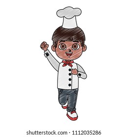 Cute chef boy cartoon scribble