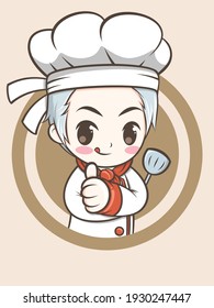 süßer Küchenchef, der einen Spatel hält - Karikatur des Küchenchefs