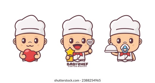 linda mascota de dibujos animados del chef. ilustraciones vectoriales con estilo de contorno, adecuado para, marca de logotipo, pegatinas, iconos, etc.