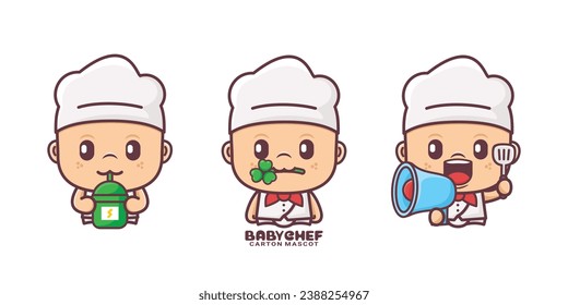 linda mascota de dibujos animados del chef. ilustraciones vectoriales con estilo de contorno, adecuado para, marca de logotipo, pegatinas, iconos, etc.