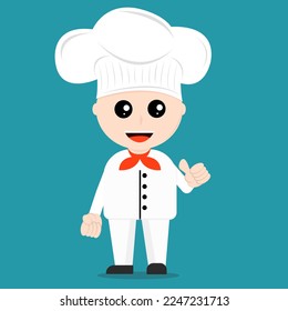 cute chef cartoon vector. Happy Cartoon character flat vector illustration.