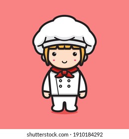 Dibujo de icono vectorial de carácter de chef. Icono de cocina vector aislado. Estilo de caricatura plano
