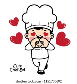 cute chef character design set.