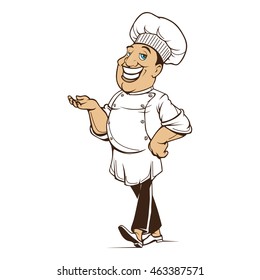 Cute Chef Character. Hand drawn cartoon vector illustration