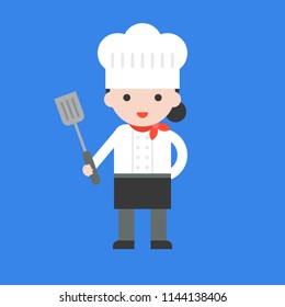 cute chef character, professional set, flat design