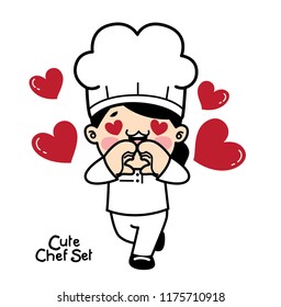 Cute chef character  set.