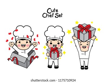 Cute chef character  set.