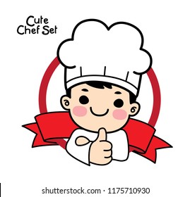 Cute Chef Character  Set.