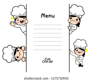 Cute chef character  set.