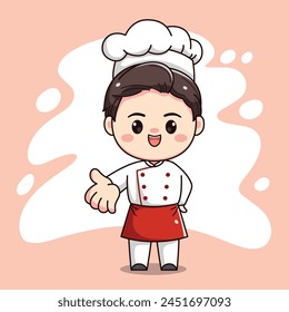 cute chef character with showing hands