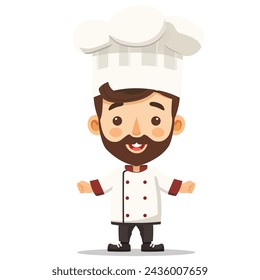 Carácter lindo del chef, ilustración vectorial