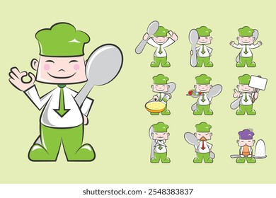Cute chef character vector illustration
