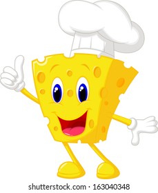 Cute chef cheese cartoon giving thumb up