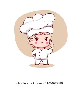 Cute chef chibi character. Cartoon logo illustration