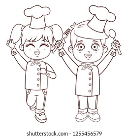 cute chef children cartoon