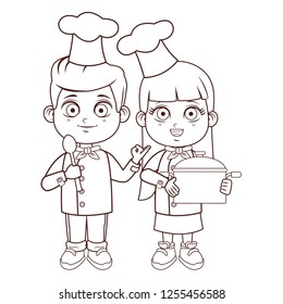 cute chef children cartoon