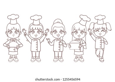 cute chef children cartoon