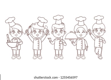 cute chef children cartoon
