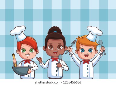 cute chef children cartoon