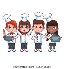 cute chef children cartoon