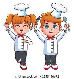 cute chef children cartoon