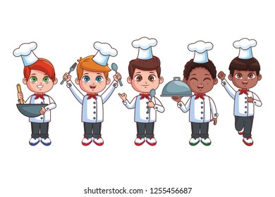 cute chef children cartoon