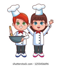 cute chef children cartoon