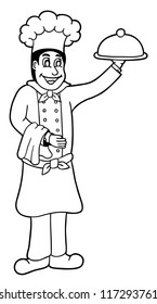 Cute chef, coloring page illustration