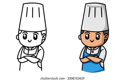 Cute chef coloring page for kids