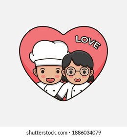 Cute chef couple in love