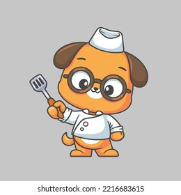 Cute chef dog cartoon vector