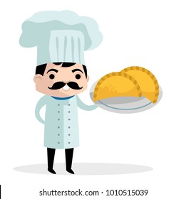 cute chef with empanadas