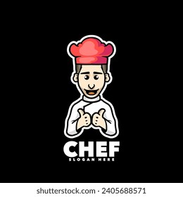 Cute chef funny mascot logo cartoon 